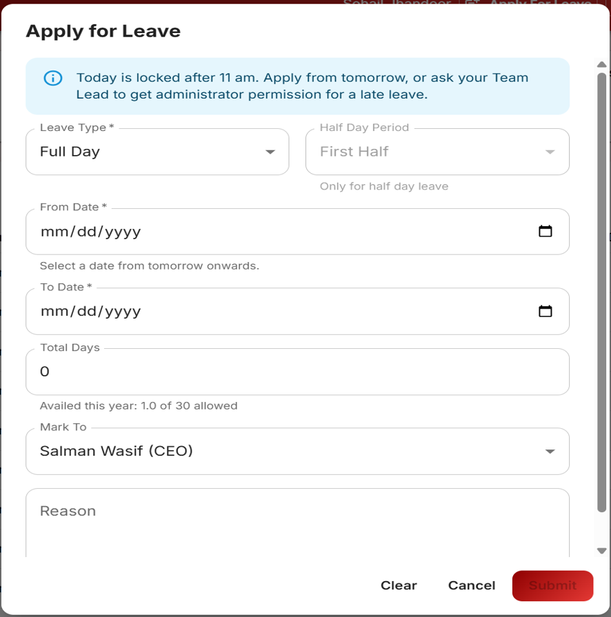 Leave Management Application